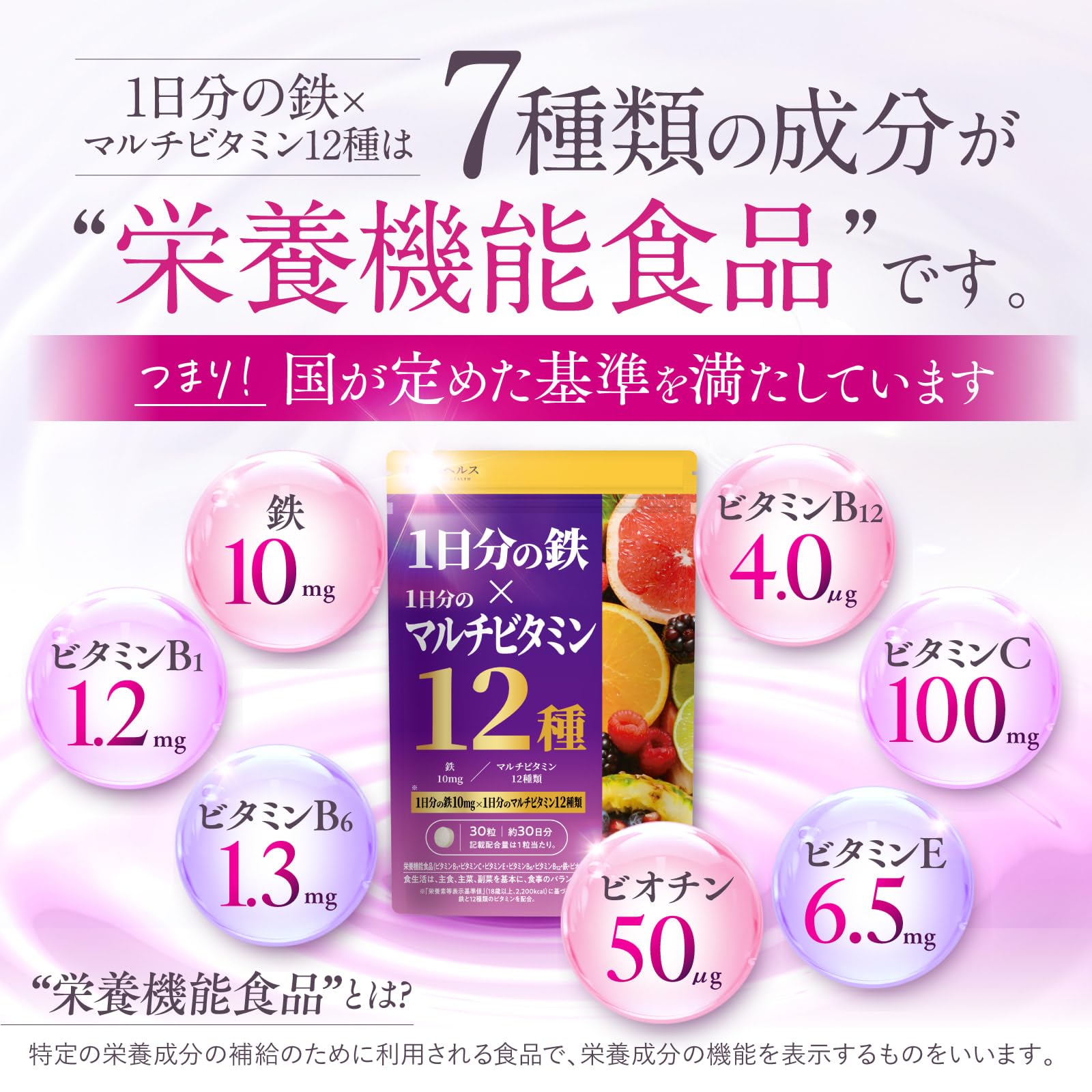ビタミンM Amazon | 【医師監修】 1日分の鉄×1日分のマルチビタミン12種 鉄10mg 1